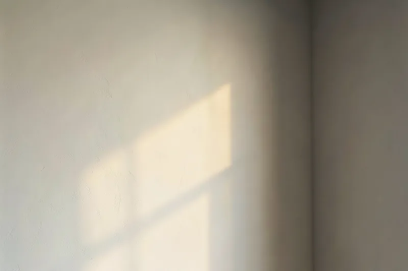 Mur int&eacute;rieur liss&eacute; et pr&ecirc;t &agrave; peindre, r&eacute;v&eacute;l&eacute; par la lumi&egrave;re rasante d'une fen&ecirc;tre